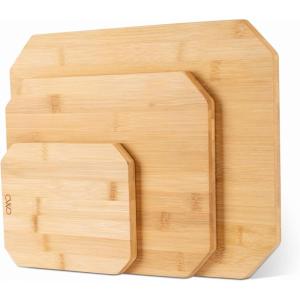 COOK WITH COLOR Bamboo Cutting Board – Kitchen Cutting Board – Strong Heavy Duty Bamboo Chopping Boards for Kitchen, 3 Pc. Square Edges(3 Pc. Square Edges)