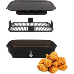 COOK WITH COLOR Collapsible Batter Bowl – Mess Free Breading Shaker Container – Great for Fried Fish, Fried Chicken, Onion Rings, Wings & More, Sage(Black)