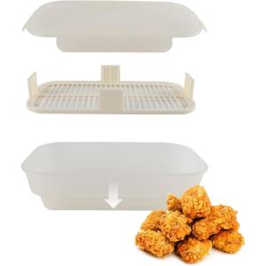 COOK WITH COLOR Collapsible Batter Bowl – Mess Free Breading Shaker Container – Great for Fried Fish, Fried Chicken, Onion Rings, Wings & More, Sage(Cream)