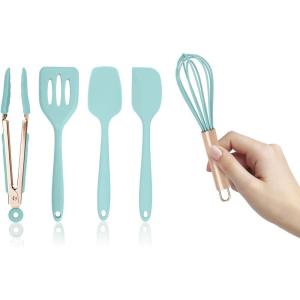 COOK WITH COLOR Silicone Cooking Utensils, Kitchen Utensil Set, Easy to Clean Silicone Kitchen Utensils, Cooking Utensils for Nonstick Cookware, Kitchen Gadgets Set, Mini, Aqua(Aqua)