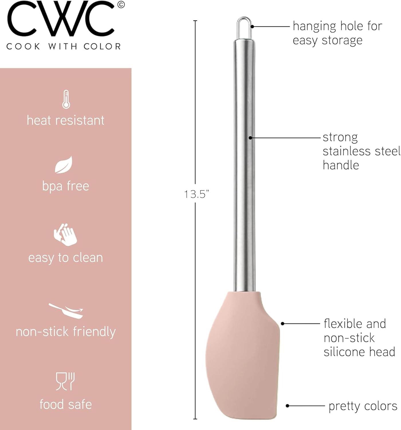 imageCOOK WITH COLOR Silicone Cooking Utensils Kitchen Utensil Set Easy to Clean Silicone Kitchen Utensils Cooking Utensils for Nonstick Cookware Kitchen Gadgets Set 5 Pieces Blue OmbreRose