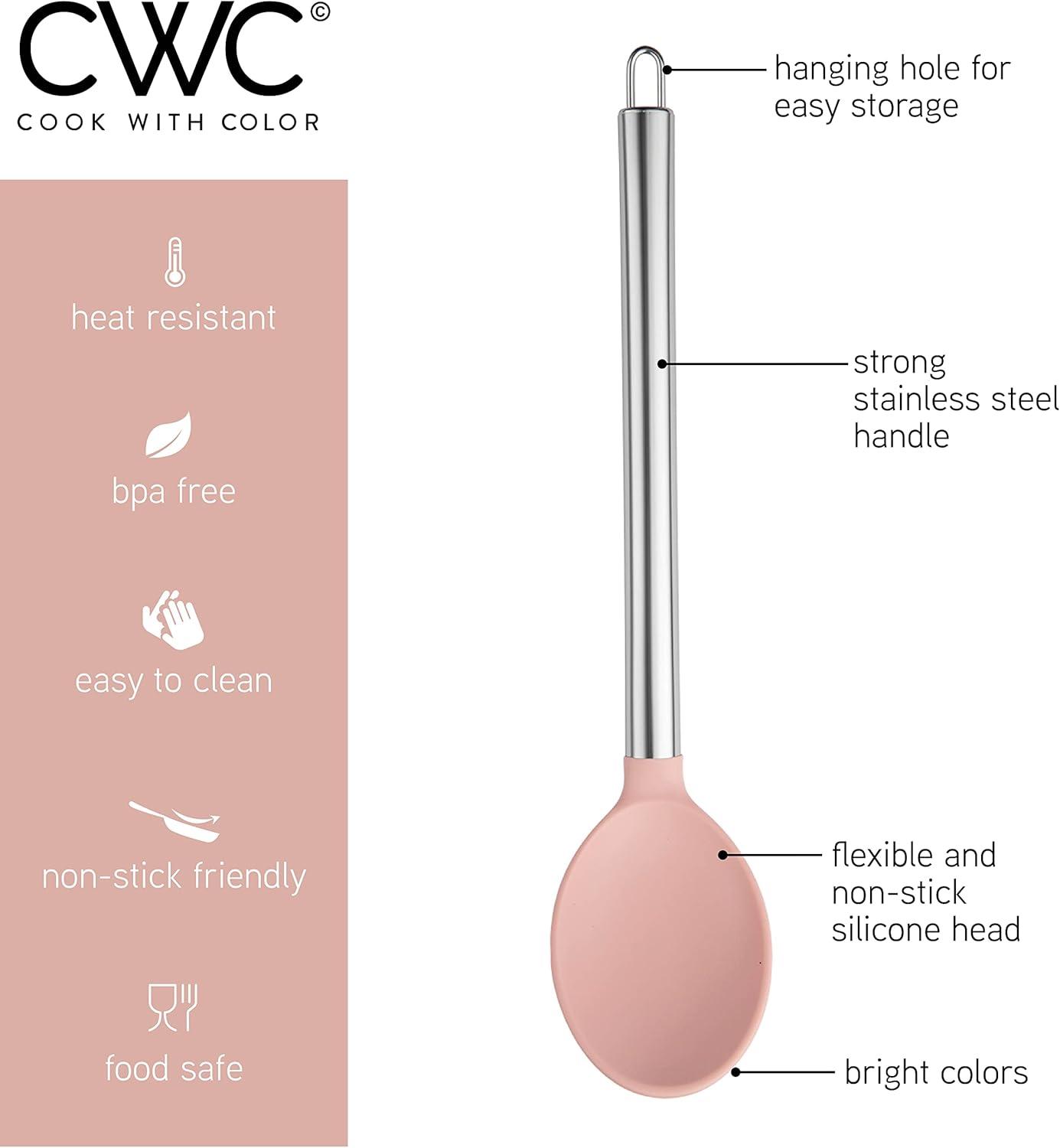 imageCOOK WITH COLOR Silicone Cooking Utensils Kitchen Utensil Set Easy to Clean Silicone Kitchen Utensils Cooking Utensils for Nonstick Cookware Kitchen Gadgets Set 5 Pieces Blue OmbrePink