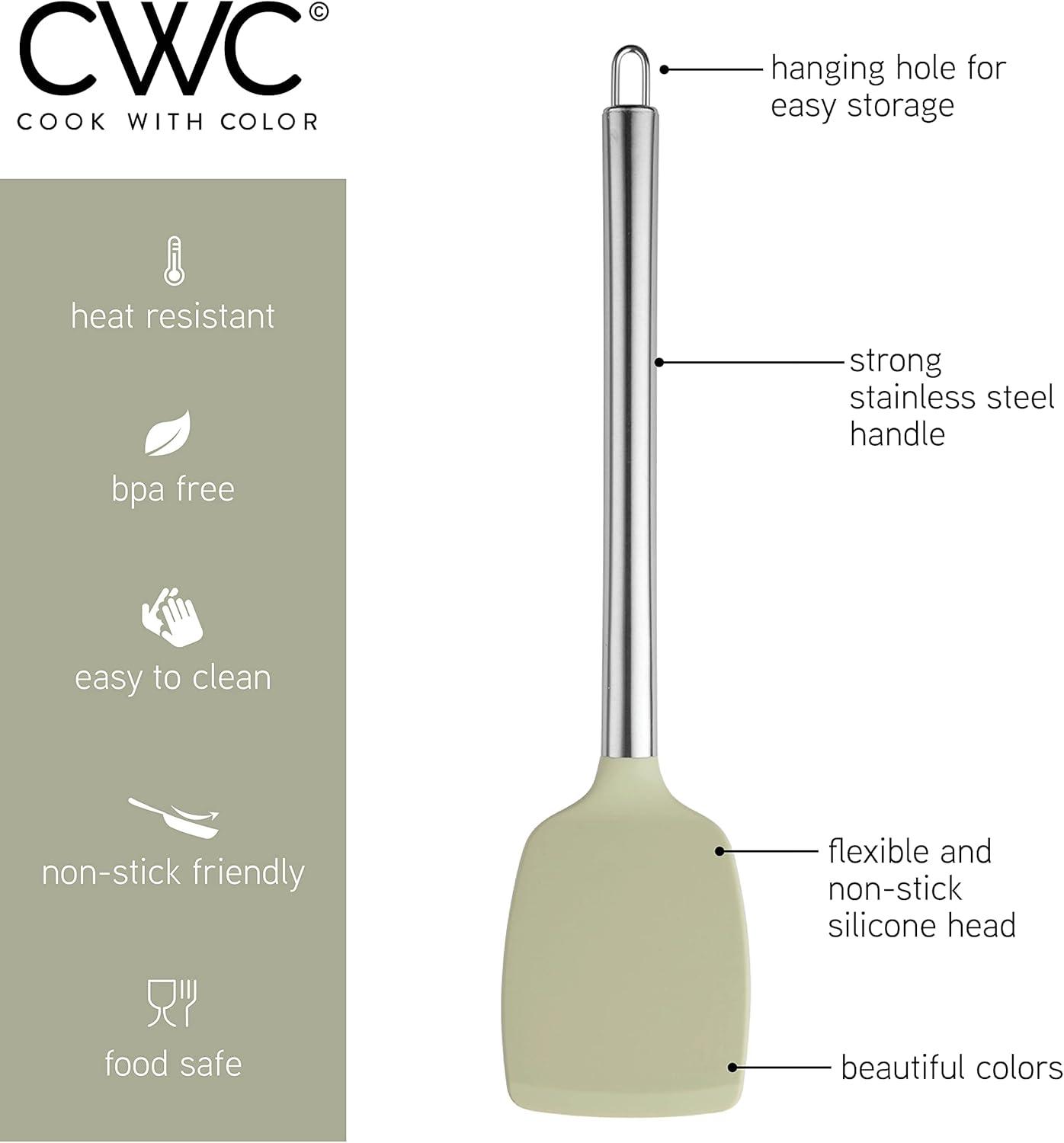 imageCOOK WITH COLOR Silicone Cooking Utensils Kitchen Utensil Set Easy to Clean Silicone Kitchen Utensils Cooking Utensils for Nonstick Cookware Kitchen Gadgets Set 5 Pieces Blue OmbreGreen Ombre