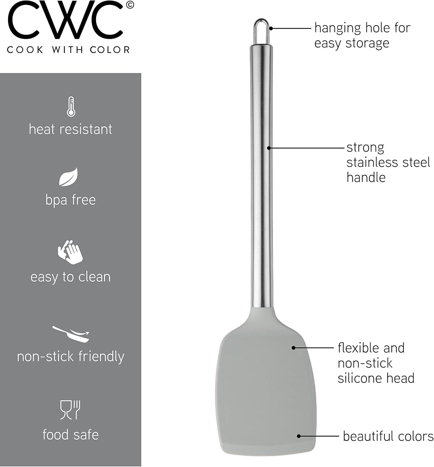 imageCOOK WITH COLOR Silicone Cooking Utensils Kitchen Utensil Set Easy to Clean Silicone Kitchen Utensils Cooking Utensils for Nonstick Cookware Kitchen Gadgets Set 5 Pieces Blue OmbreGray