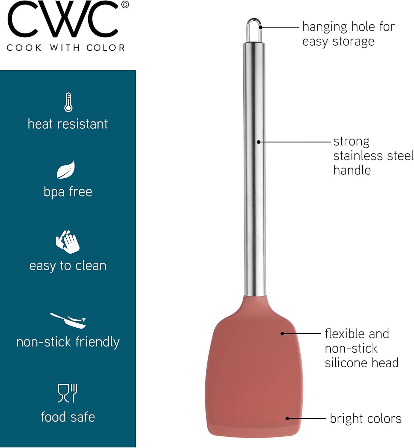 imageCOOK WITH COLOR Silicone Cooking Utensils Kitchen Utensil Set Easy to Clean Silicone Kitchen Utensils Cooking Utensils for Nonstick Cookware Kitchen Gadgets Set 5 Pieces Blue OmbreMulticolor