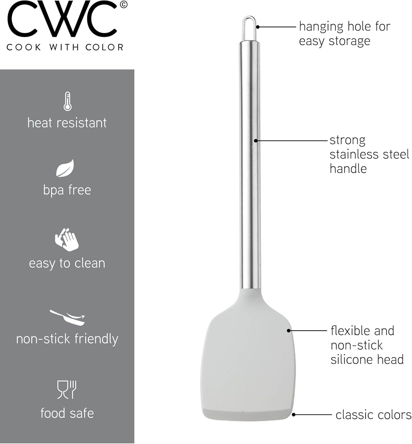 imageCOOK WITH COLOR Silicone Cooking Utensils Kitchen Utensil Set Easy to Clean Silicone Kitchen Utensils Cooking Utensils for Nonstick Cookware Kitchen Gadgets Set 5 Pieces Blue OmbreGray