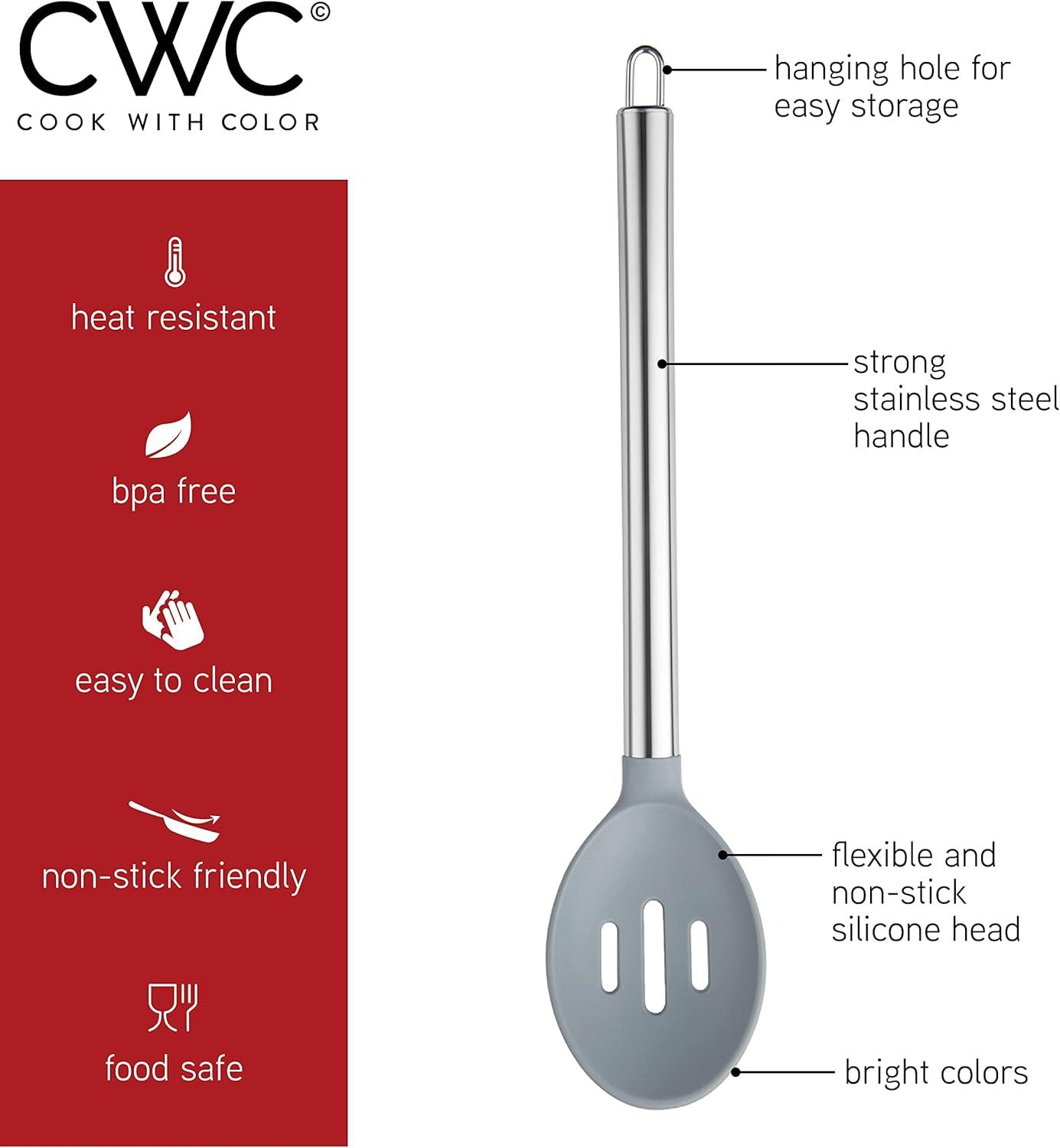 imageCOOK WITH COLOR Silicone Cooking Utensils Kitchen Utensil Set Easy to Clean Silicone Kitchen Utensils Cooking Utensils for Nonstick Cookware Kitchen Gadgets Set 5 Pieces Blue OmbreRed