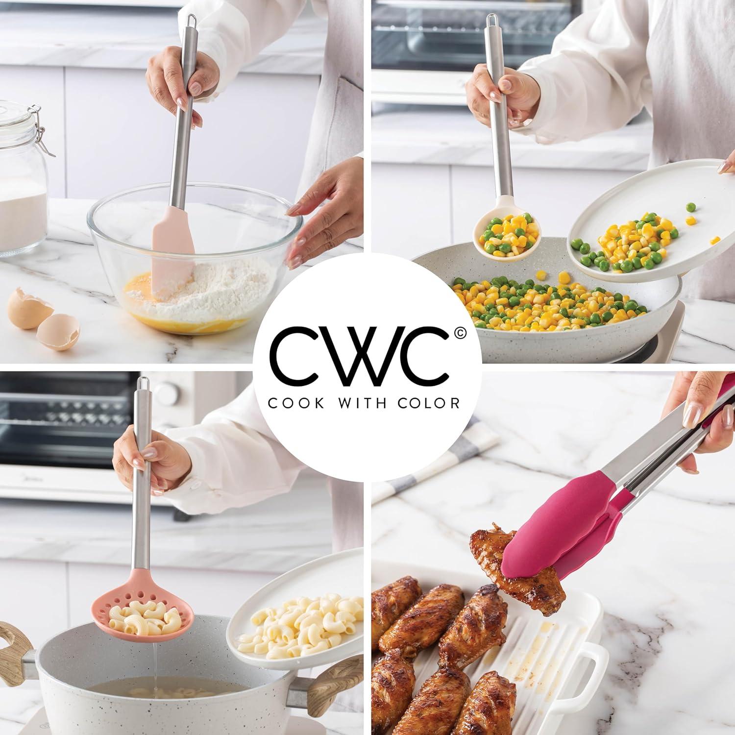 imageCOOK WITH COLOR Silicone Cooking Utensils Kitchen Utensil Set Easy to Clean Silicone Kitchen Utensils Cooking Utensils for Nonstick Cookware Kitchen Gadgets Set 5 Pieces Blue OmbreRose