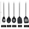 COOK WITH COLOR Silicone Cooking Utensils, Kitchen Utensil Set, Easy to Clean Silicone Kitchen Utensils, Cooking Utensils for Nonstick Cookware, Kitchen Gadgets Set, 5 Pieces, Blue Ombre(Speckled Black)