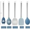 COOK WITH COLOR Silicone Cooking Utensils, Kitchen Utensil Set, Easy to Clean Silicone Kitchen Utensils, Cooking Utensils for Nonstick Cookware, Kitchen Gadgets Set, 5 Pieces, Blue Ombre(Blue and White)