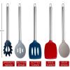 COOK WITH COLOR Silicone Cooking Utensils, Kitchen Utensil Set, Easy to Clean Silicone Kitchen Utensils, Cooking Utensils for Nonstick Cookware, Kitchen Gadgets Set, 5 Pieces, Blue Ombre(Red)