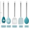 COOK WITH COLOR Silicone Cooking Utensils, Kitchen Utensil Set, Easy to Clean Silicone Kitchen Utensils, Cooking Utensils for Nonstick Cookware, Kitchen Gadgets Set, 5 Pieces, Blue Ombre(Teal)