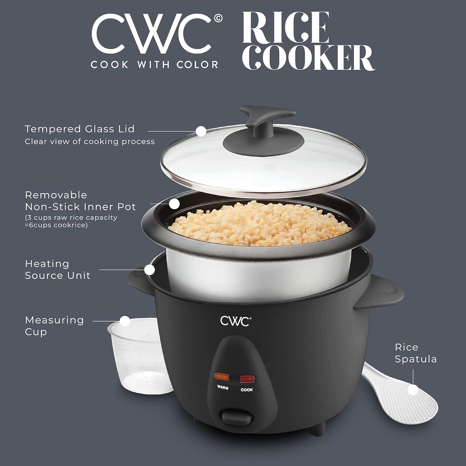 imageCOOK WITH COLOR 6 Cup Rice Cooker 300W Effortless Cooking and Greatly Cooks 3 Cups of Raw Rice for 6 Cups of Cooked Rice SageBlack