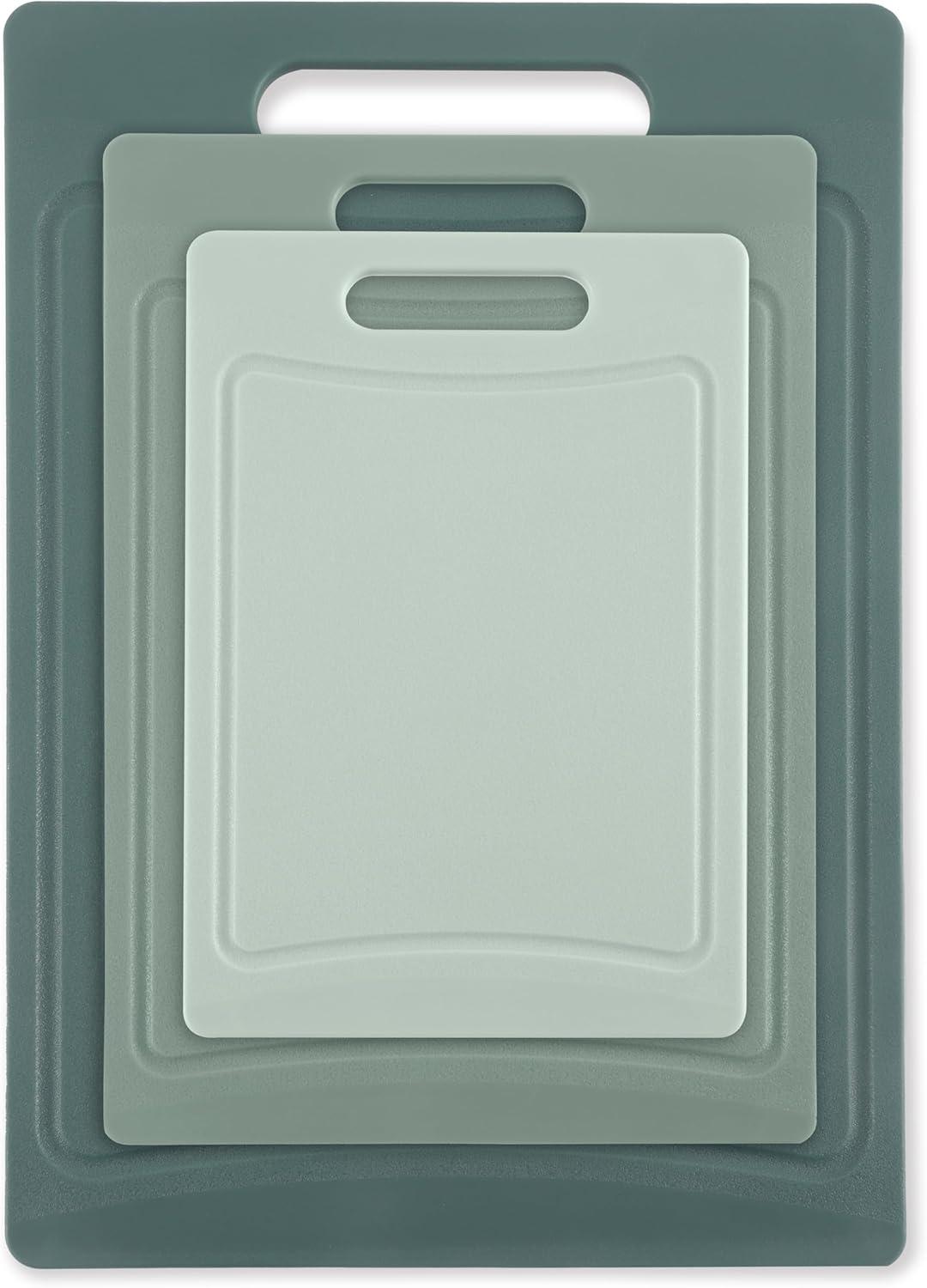 imageCOOK WITH COLOR NonSlip Cutting Board Set Kitchen Essentials with Easy Grip Handle for Meat Veggies and Fruits 3 Cutting Boards TealMint