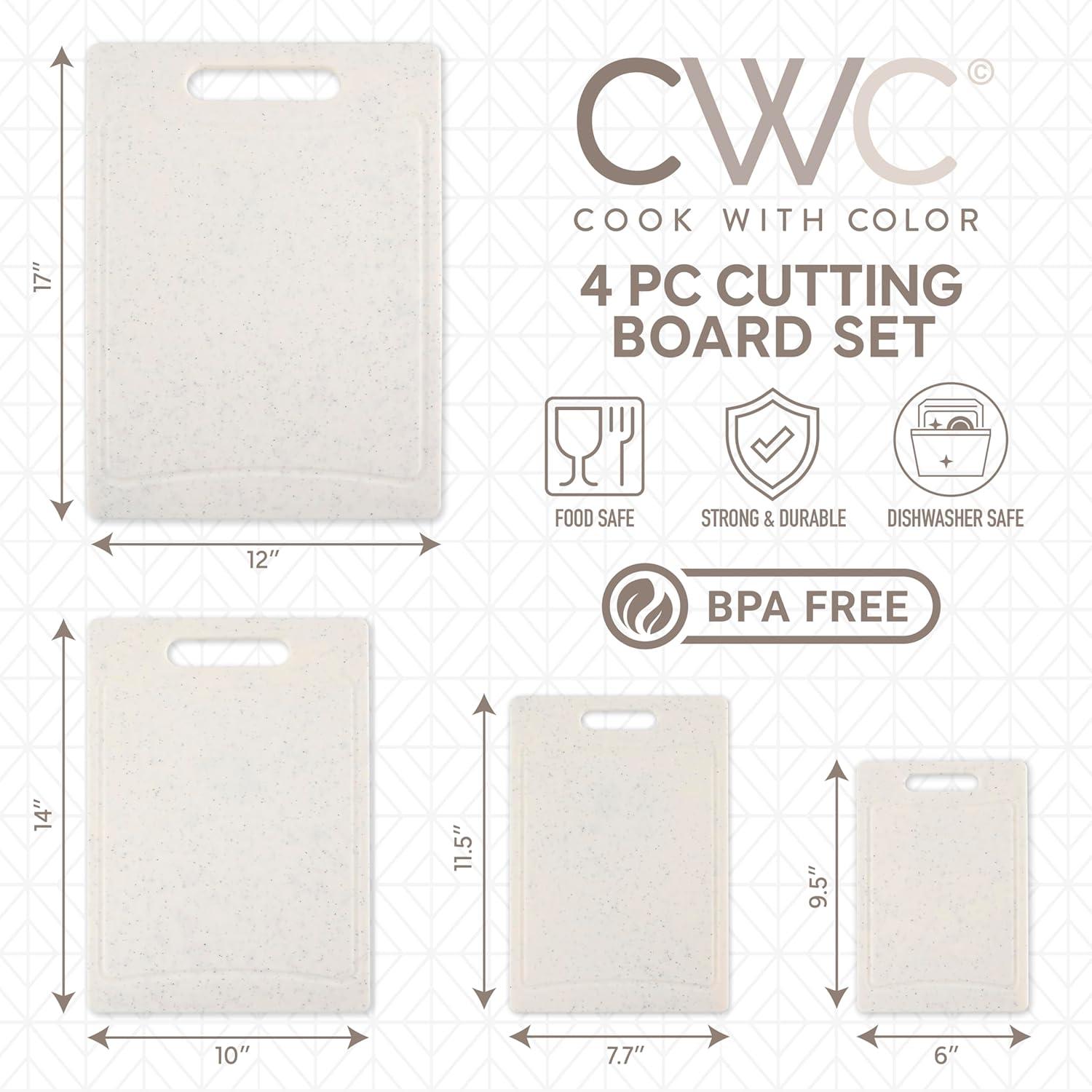 imageCOOK WITH COLOR NonSlip Cutting Board Set Kitchen Essentials with Easy Grip Handle for Meat Veggies and Fruits 3 Cutting Boards TealWhite