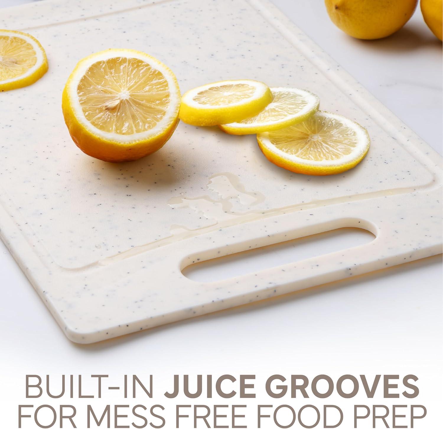 imageCOOK WITH COLOR NonSlip Cutting Board Set Kitchen Essentials with Easy Grip Handle for Meat Veggies and Fruits 3 Cutting Boards TealWhite