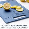 COOK WITH COLOR Non-Slip Cutting Board Set – Kitchen Essentials with Easy Grip Handle for Meat, Veggies, and Fruits, 3 Cutting Boards, Teal(Blue and White Marble)