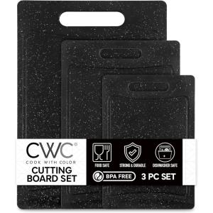 COOK WITH COLOR Non-Slip Cutting Board Set – Kitchen Essentials with Easy Grip Handle for Meat, Veggies, and Fruits, 3 Cutting Boards, Teal(Speckled Black)