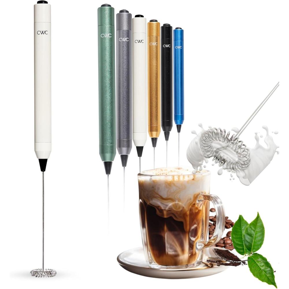 imageCook with Color Handheld Milk Frother  Portable Electric Drink Mixer Coffee Foamer and Hand Blender Creme