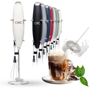 COOK WITH COLOR Ultra-High-Speed Egg Beater with Double Whisk and Detachable Milk frother – Includes Convenient Stand, Creme(Creme)