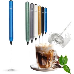 Cook with Color Handheld Milk Frother – Portable Electric Drink Mixer, Coffee Foamer, and Hand Blender, Blue