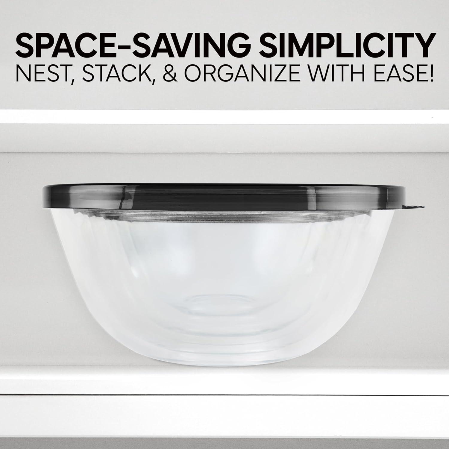 imageCOOK WITH COLOR 12 Pc Glass Mixing Bowl Set with Lids  Borosilicate Glass Nesting Bowls for Cooking Baking and Meal Prep Colored GreenBlack