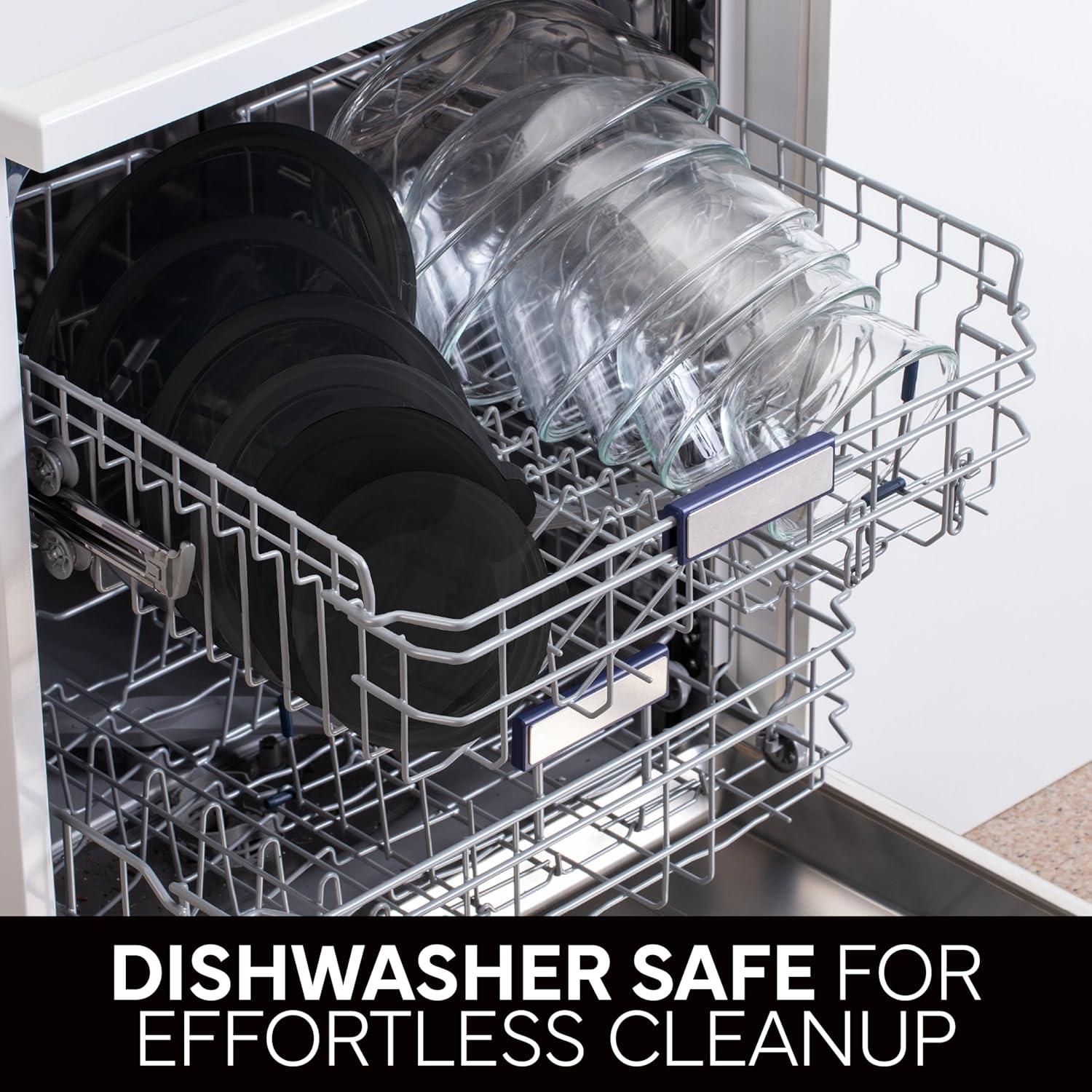 imageCOOK WITH COLOR 12 Pc Glass Mixing Bowl Set with Lids  Borosilicate Glass Nesting Bowls for Cooking Baking and Meal Prep Colored GreenBlack