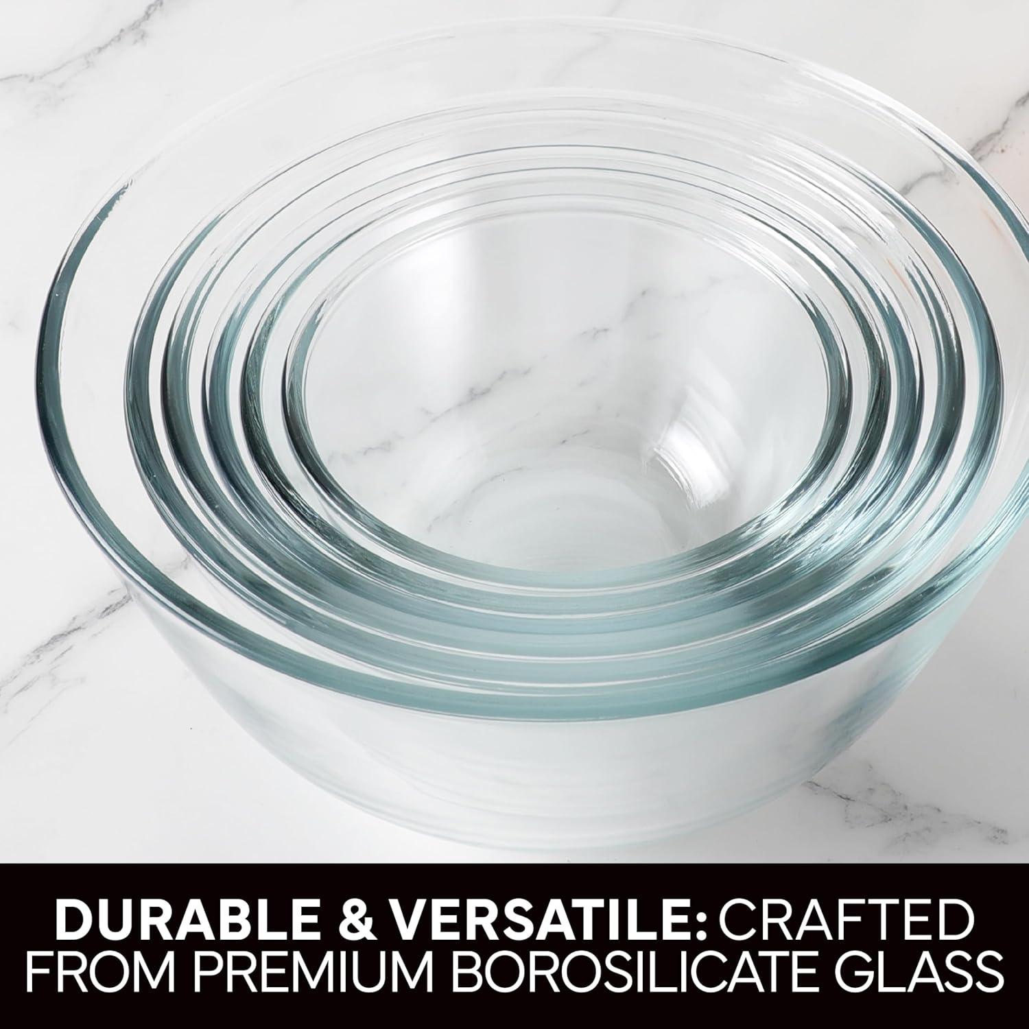 imageCOOK WITH COLOR 12 Pc Glass Mixing Bowl Set with Lids  Borosilicate Glass Nesting Bowls for Cooking Baking and Meal Prep Colored GreenBlack