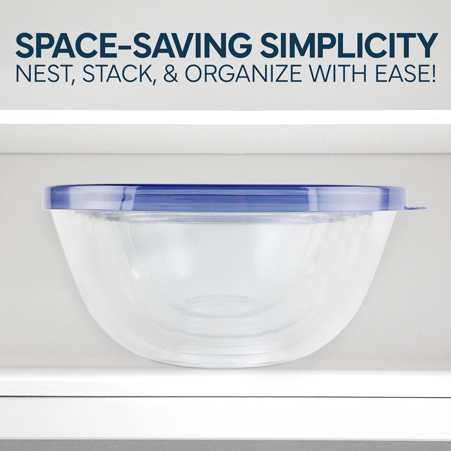 imageCOOK WITH COLOR 12 Pc Glass Mixing Bowl Set with Lids  Borosilicate Glass Nesting Bowls for Cooking Baking and Meal Prep Colored GreenBlue