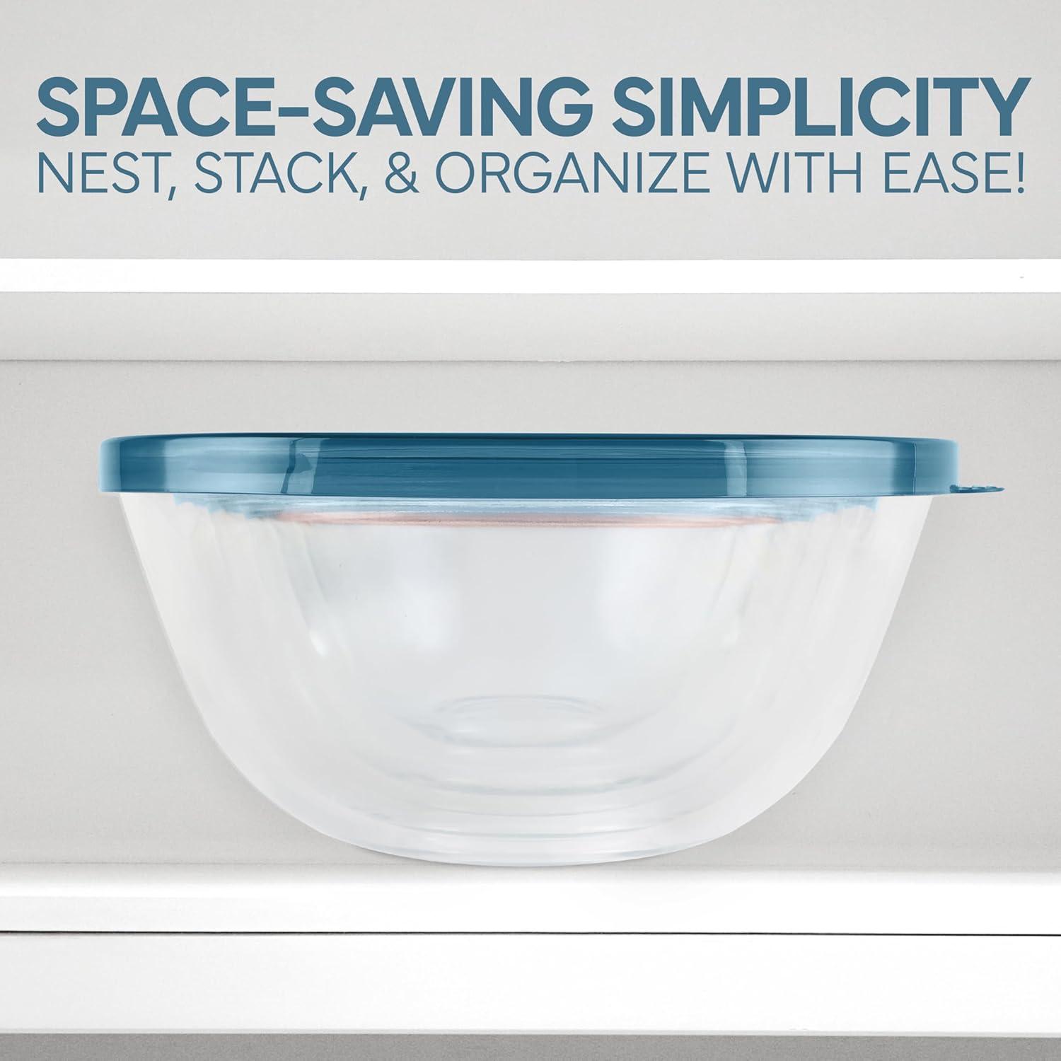 imageCOOK WITH COLOR 12 Pc Glass Mixing Bowl Set with Lids  Borosilicate Glass Nesting Bowls for Cooking Baking and Meal Prep Colored GreenBluePink