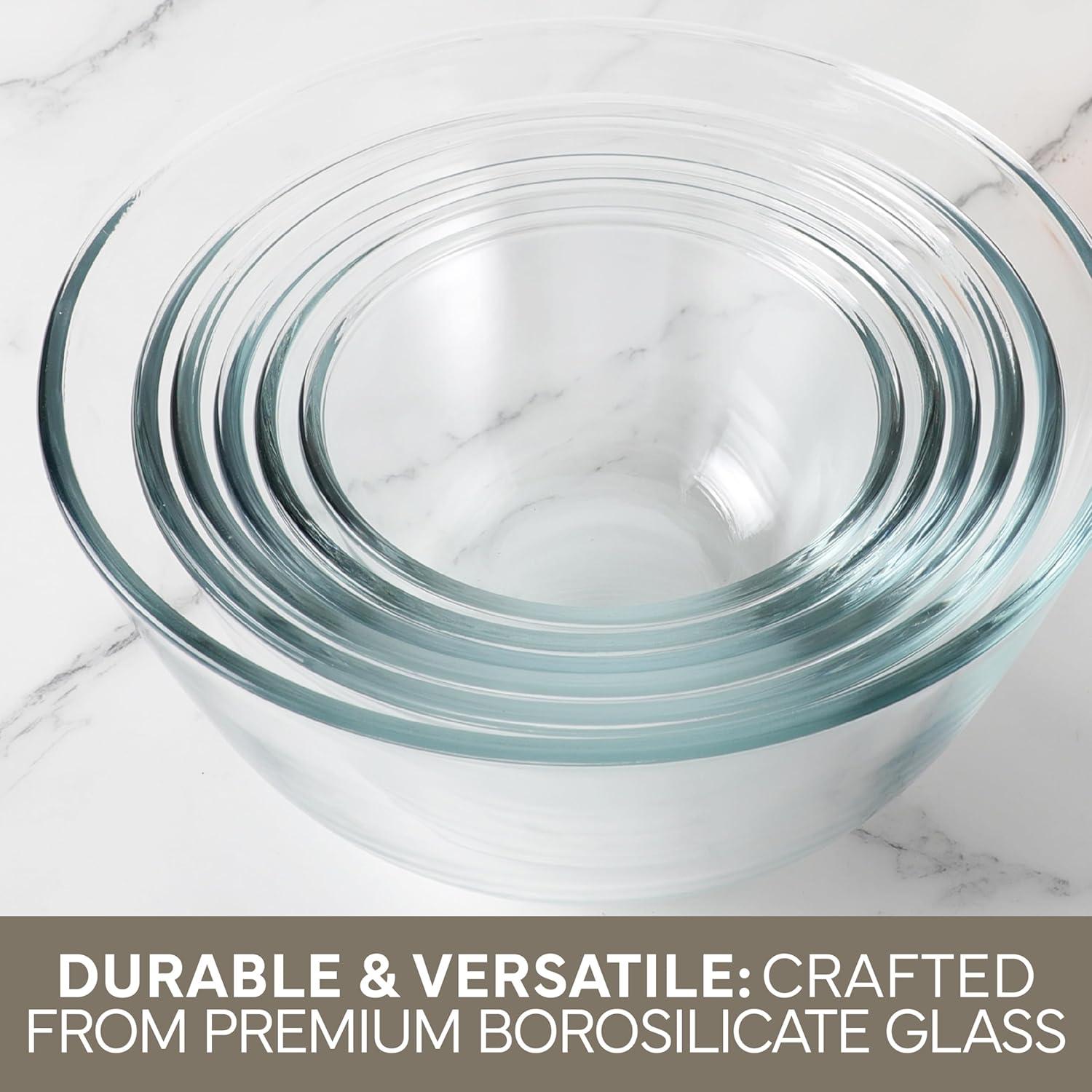 imageCOOK WITH COLOR 12 Pc Glass Mixing Bowl Set with Lids  Borosilicate Glass Nesting Bowls for Cooking Baking and Meal Prep Colored GreenBrown