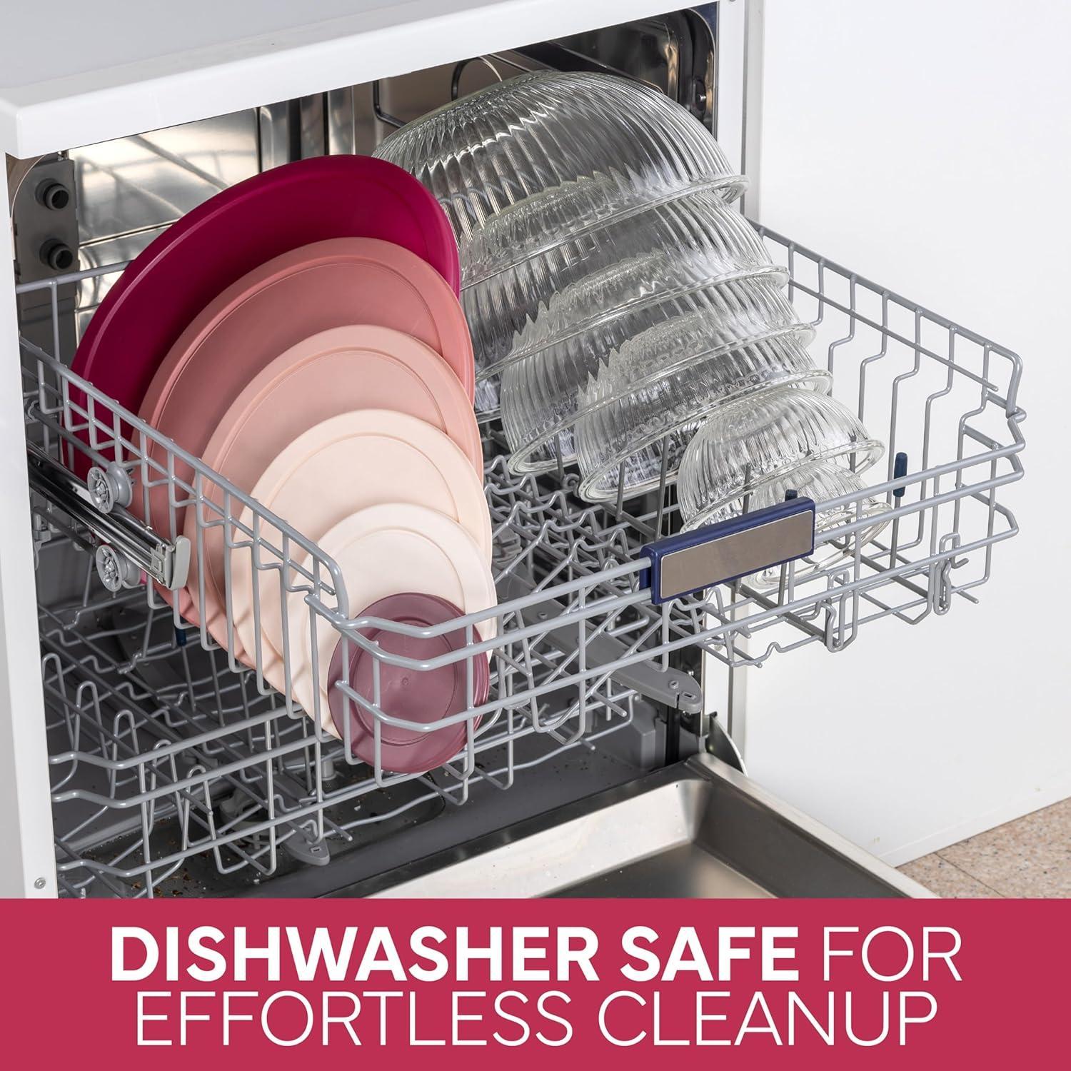 imageCOOK WITH COLOR 12 Pc Glass Mixing Bowl Set with Lids  Borosilicate Glass Nesting Bowls for Cooking Baking and Meal Prep Colored GreenFluted Rose