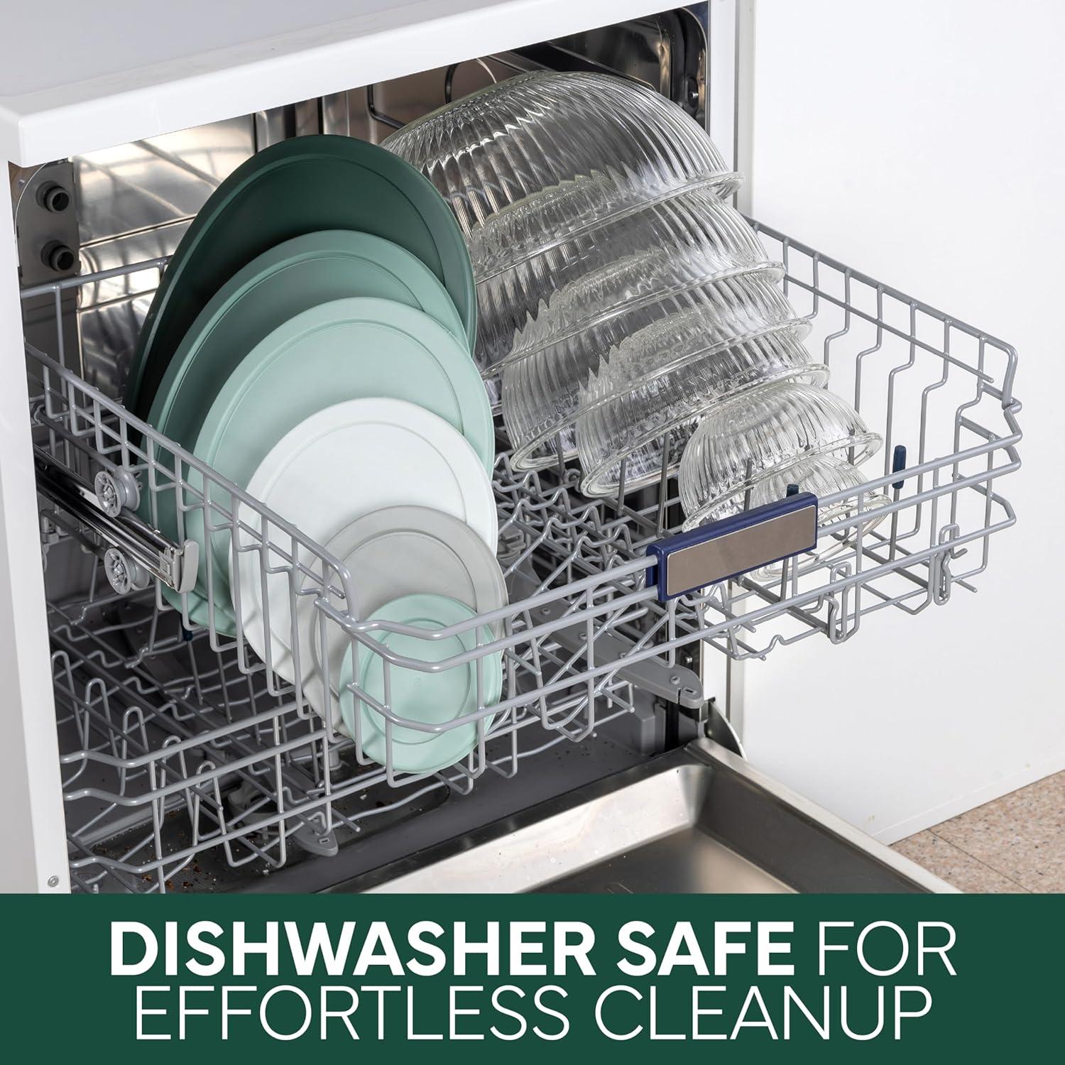 imageCOOK WITH COLOR 12 Pc Glass Mixing Bowl Set with Lids  Borosilicate Glass Nesting Bowls for Cooking Baking and Meal Prep Colored GreenFluted Sage