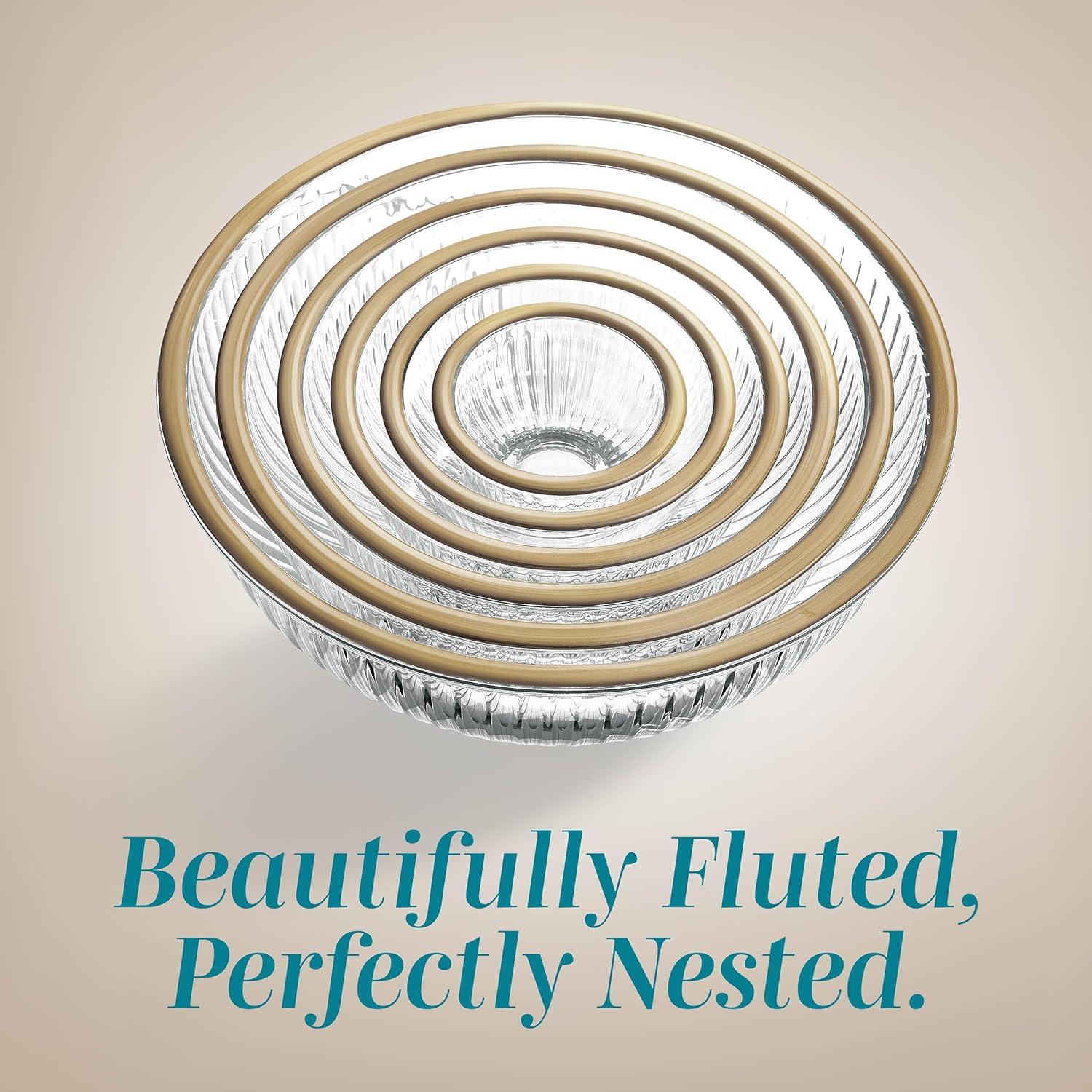 imageCOOK WITH COLOR 12 Pc Glass Mixing Bowl Set with Lids  Borosilicate Glass Nesting Bowls for Cooking Baking and Meal Prep Colored GreenFluted with Gold Rim