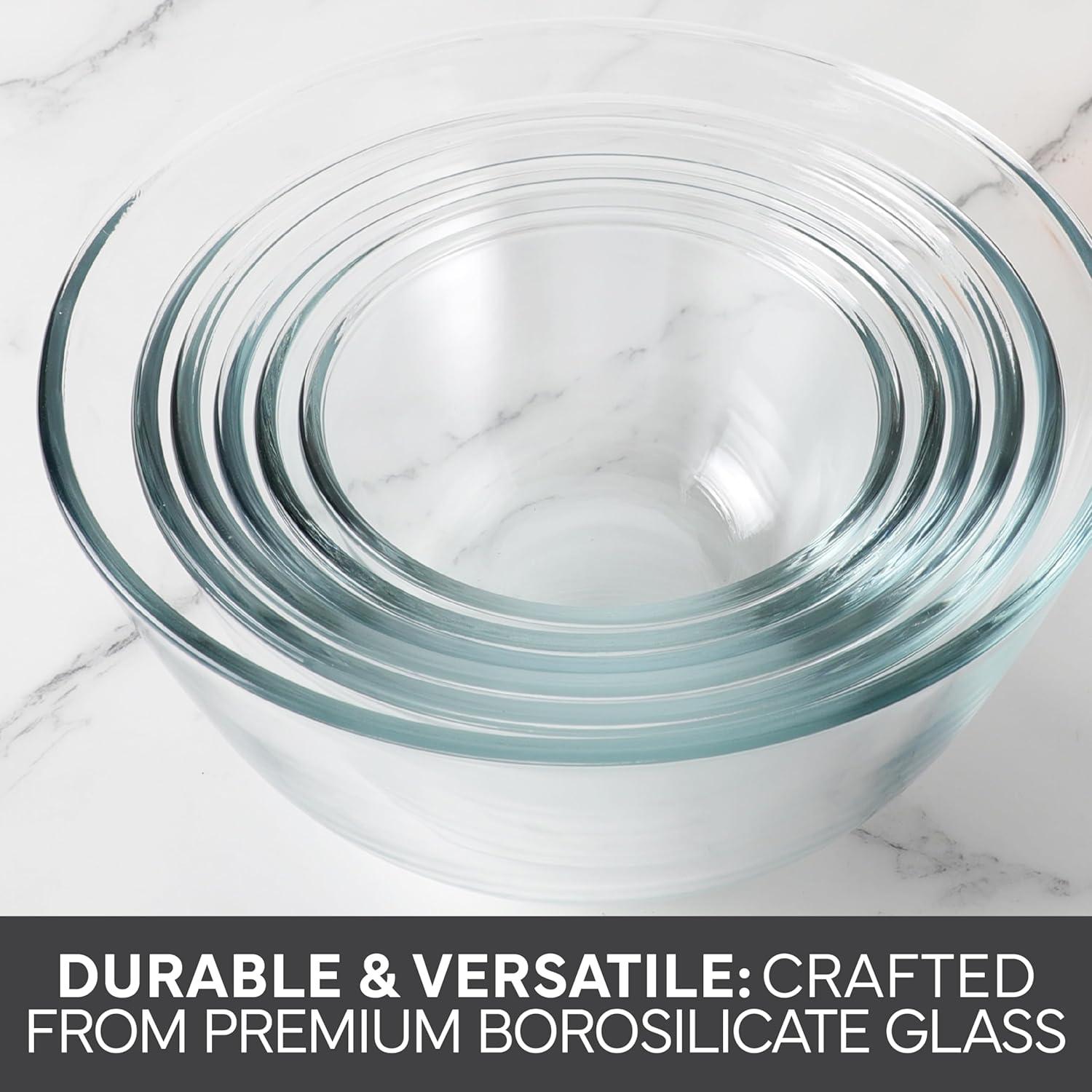 imageCOOK WITH COLOR 12 Pc Glass Mixing Bowl Set with Lids  Borosilicate Glass Nesting Bowls for Cooking Baking and Meal Prep Colored GreenGray