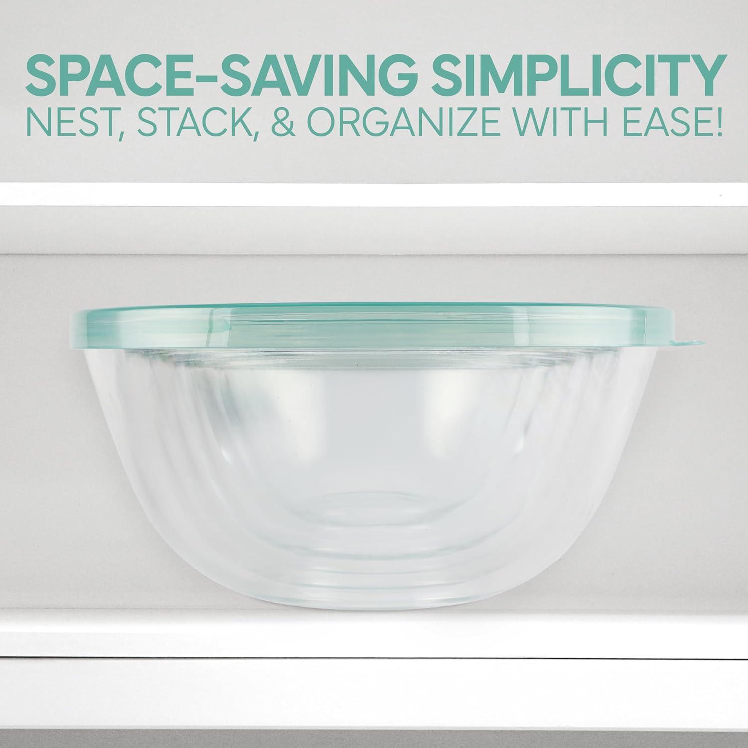 imageCOOK WITH COLOR 12 Pc Glass Mixing Bowl Set with Lids  Borosilicate Glass Nesting Bowls for Cooking Baking and Meal Prep Colored GreenMint