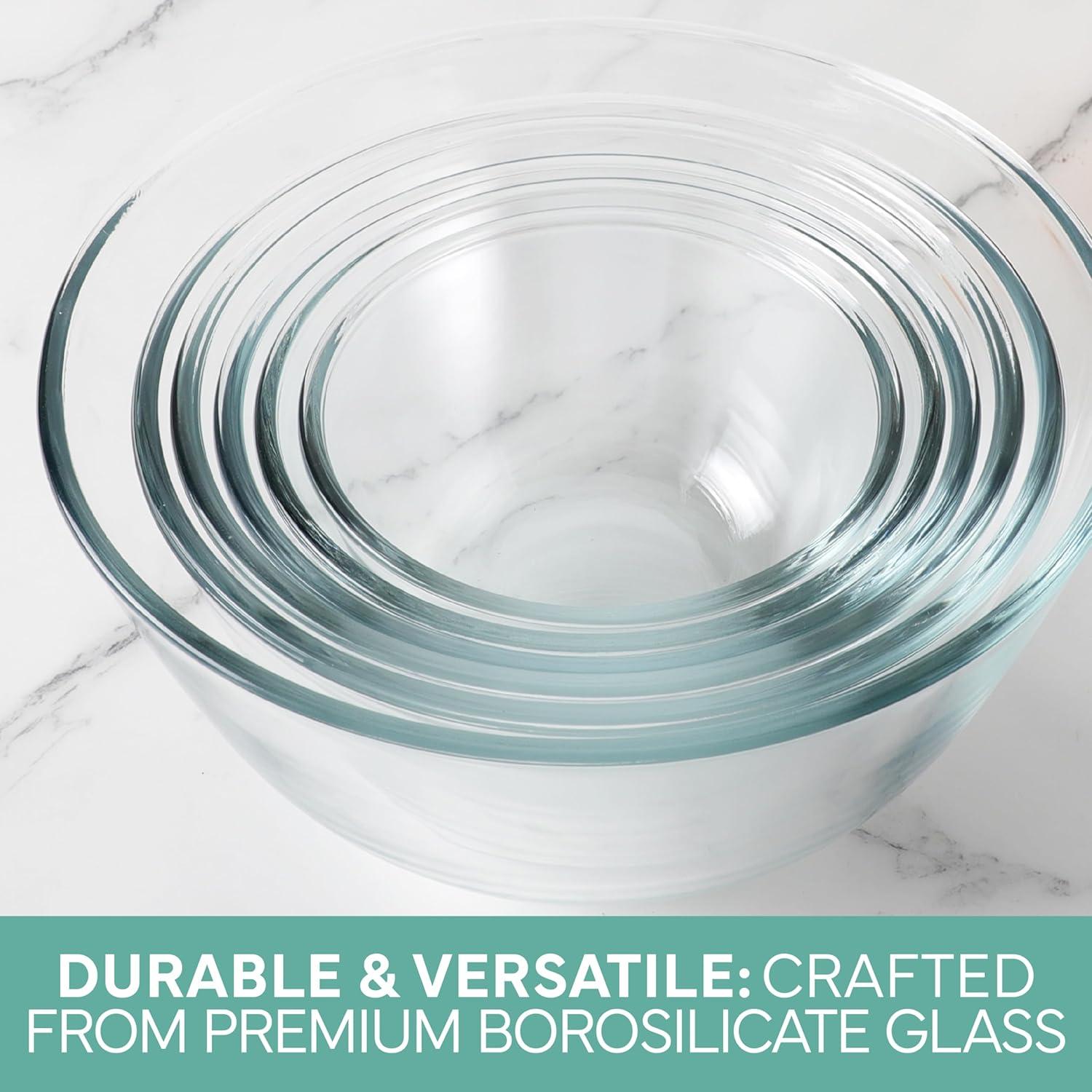 imageCOOK WITH COLOR 12 Pc Glass Mixing Bowl Set with Lids  Borosilicate Glass Nesting Bowls for Cooking Baking and Meal Prep Colored GreenMint