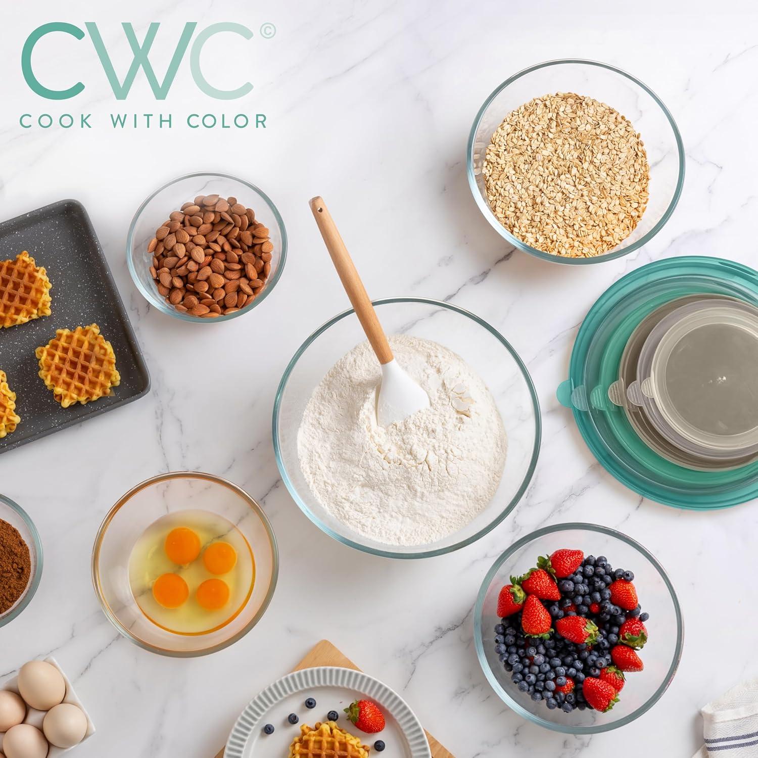 imageCOOK WITH COLOR 12 Pc Glass Mixing Bowl Set with Lids  Borosilicate Glass Nesting Bowls for Cooking Baking and Meal Prep Colored GreenMint