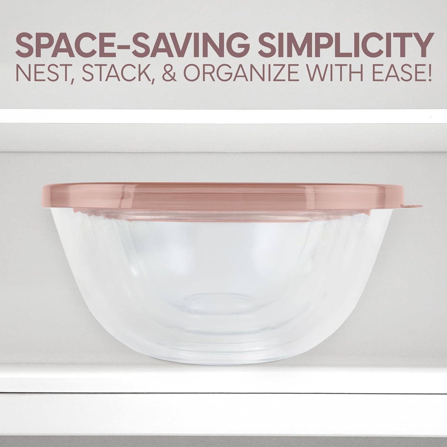 imageCOOK WITH COLOR 12 Pc Glass Mixing Bowl Set with Lids  Borosilicate Glass Nesting Bowls for Cooking Baking and Meal Prep Colored GreenPink