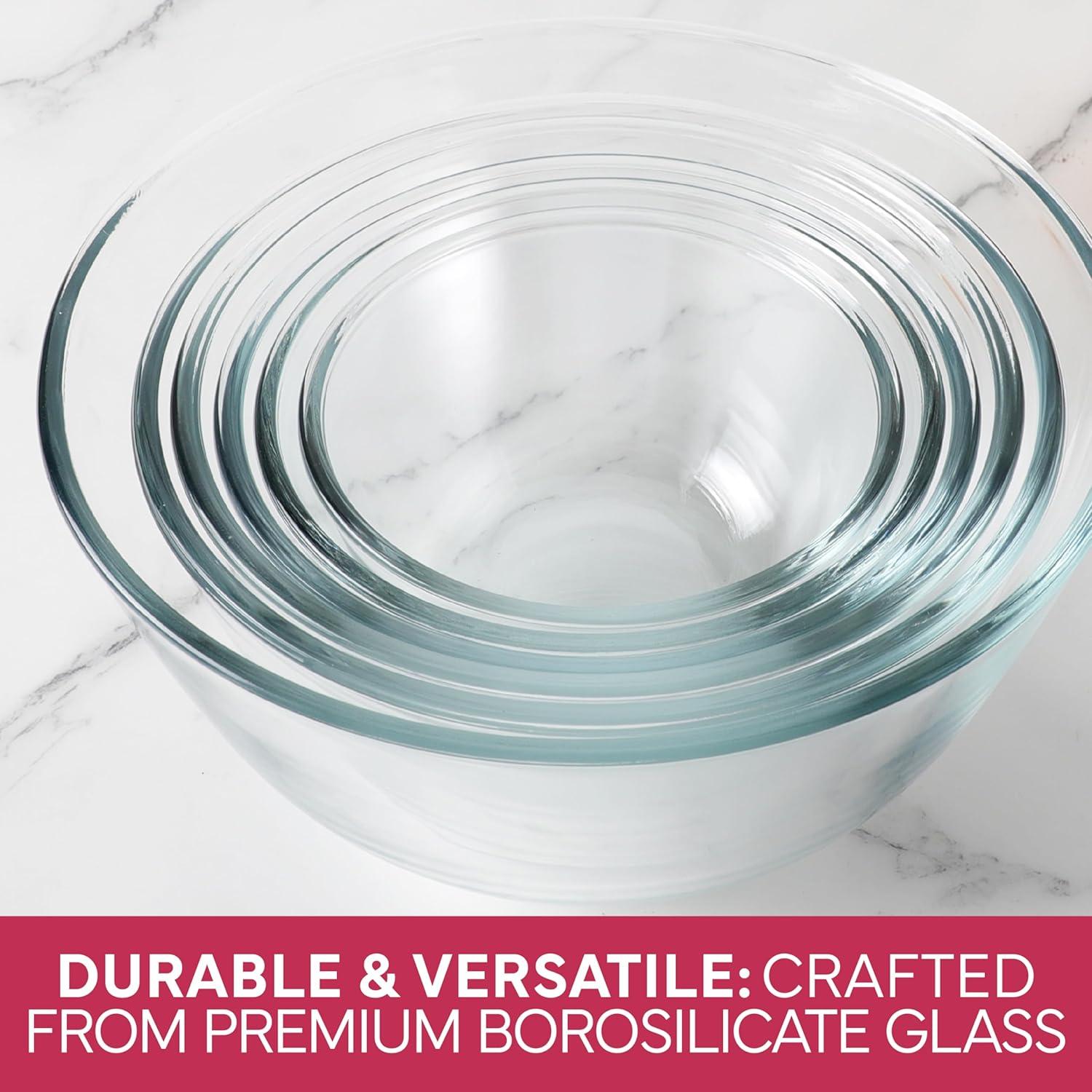 imageCOOK WITH COLOR 12 Pc Glass Mixing Bowl Set with Lids  Borosilicate Glass Nesting Bowls for Cooking Baking and Meal Prep Colored GreenRose