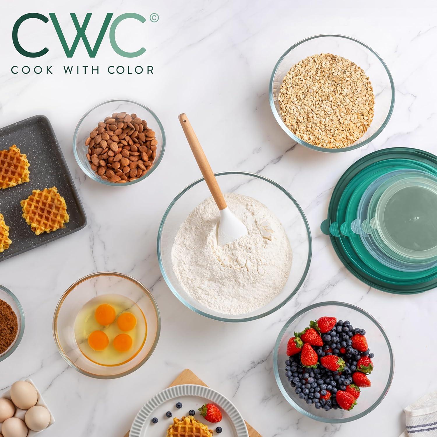 imageCOOK WITH COLOR 12 Pc Glass Mixing Bowl Set with Lids  Borosilicate Glass Nesting Bowls for Cooking Baking and Meal Prep Colored GreenSage