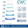 COOK WITH COLOR 12 Pc Glass Mixing Bowl Set with Lids – Borosilicate Glass Nesting Bowls for Cooking, Baking and Meal Prep, Colored Green(Blue)