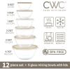 COOK WITH COLOR 12 Pc Glass Mixing Bowl Set with Lids – Borosilicate Glass Nesting Bowls for Cooking, Baking and Meal Prep, Colored Green(Brown)