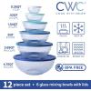 COOK WITH COLOR 12 Pc Glass Mixing Bowl Set with Lids – Borosilicate Glass Nesting Bowls for Cooking, Baking and Meal Prep, Colored Green(Fluted Blue)
