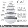 COOK WITH COLOR 12 Pc Glass Mixing Bowl Set with Lids – Borosilicate Glass Nesting Bowls for Cooking, Baking and Meal Prep, Colored Green(Fluted Grey)