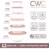 COOK WITH COLOR 12 Pc Glass Mixing Bowl Set with Lids – Borosilicate Glass Nesting Bowls for Cooking, Baking and Meal Prep, Colored Green(Pink)