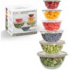 COOK WITH COLOR 12 Pc Glass Mixing Bowl Set with Lids – Borosilicate Glass Nesting Bowls for Cooking, Baking and Meal Prep, Colored Green(Brown)
