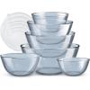 COOK WITH COLOR 12 Pc Glass Mixing Bowl Set with Lids – Borosilicate Glass Nesting Bowls for Cooking, Baking and Meal Prep, Colored Green(Colored Blue)