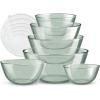 COOK WITH COLOR 12 Pc Glass Mixing Bowl Set with Lids – Borosilicate Glass Nesting Bowls for Cooking, Baking and Meal Prep, Colored Green(Colored Green)