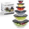 COOK WITH COLOR 12 Pc Glass Mixing Bowl Set with Lids – Borosilicate Glass Nesting Bowls for Cooking, Baking and Meal Prep, Colored Green(Fluted Black)